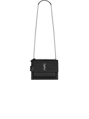black YSL sunset medium leather shoulder bag