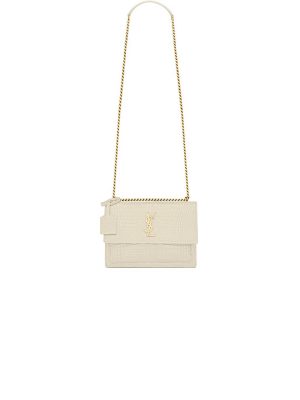 black YSL Crocodile-embossed leather SUNSET Medium