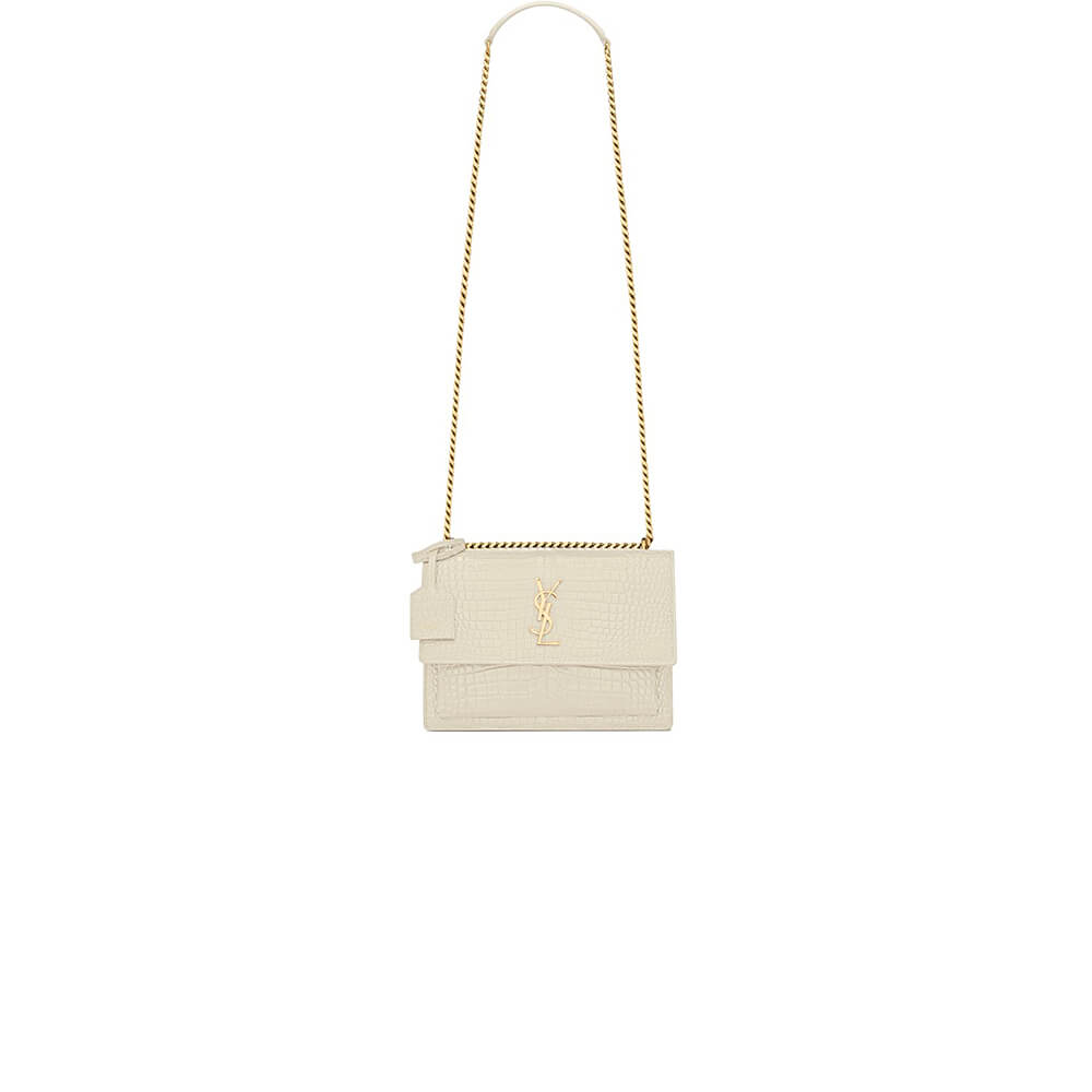 black YSL Crocodile-embossed leather SUNSET Medium