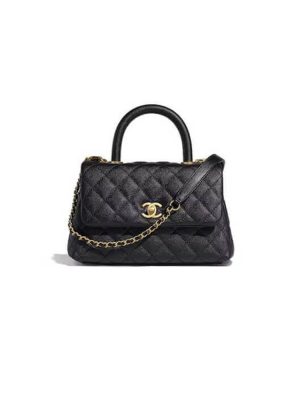 Black Chanel Coco handle flap shoulder bag PM