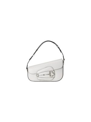 White Gucci Horsebit 1955 Small Shoulder Bag