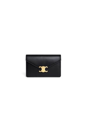 CELINE MARGO Shiny Calfskin Leather Chain Wallet