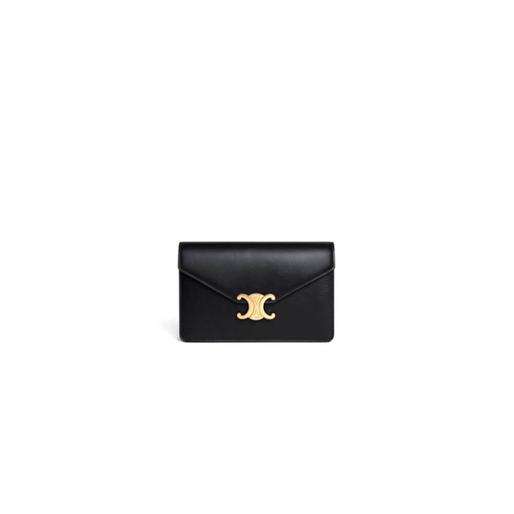 CELINE MARGO Shiny Calfskin Leather Chain Wallet