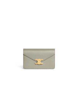 Reen Yellow CELINE MARGO Shiny Calfskin Leather Chain Wallet