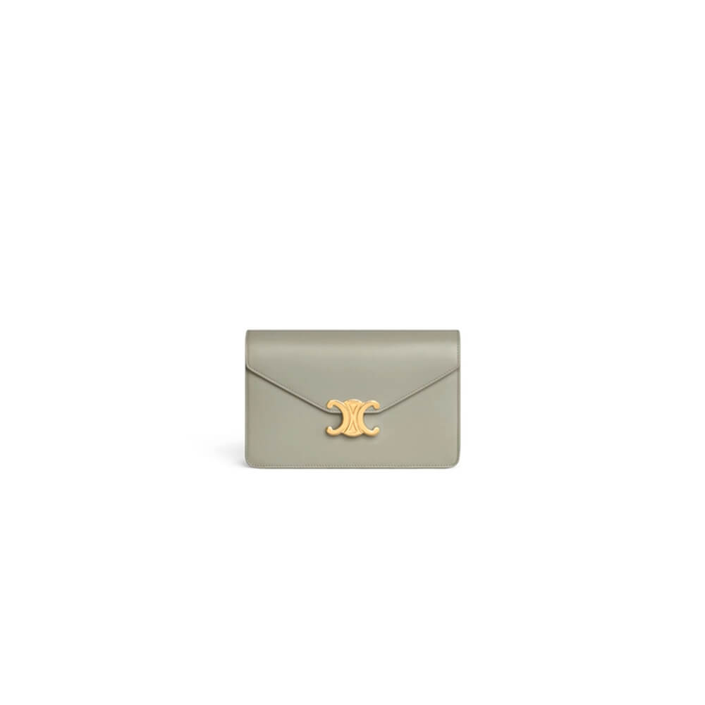 Reen Yellow CELINE MARGO Shiny Calfskin Leather Chain Wallet