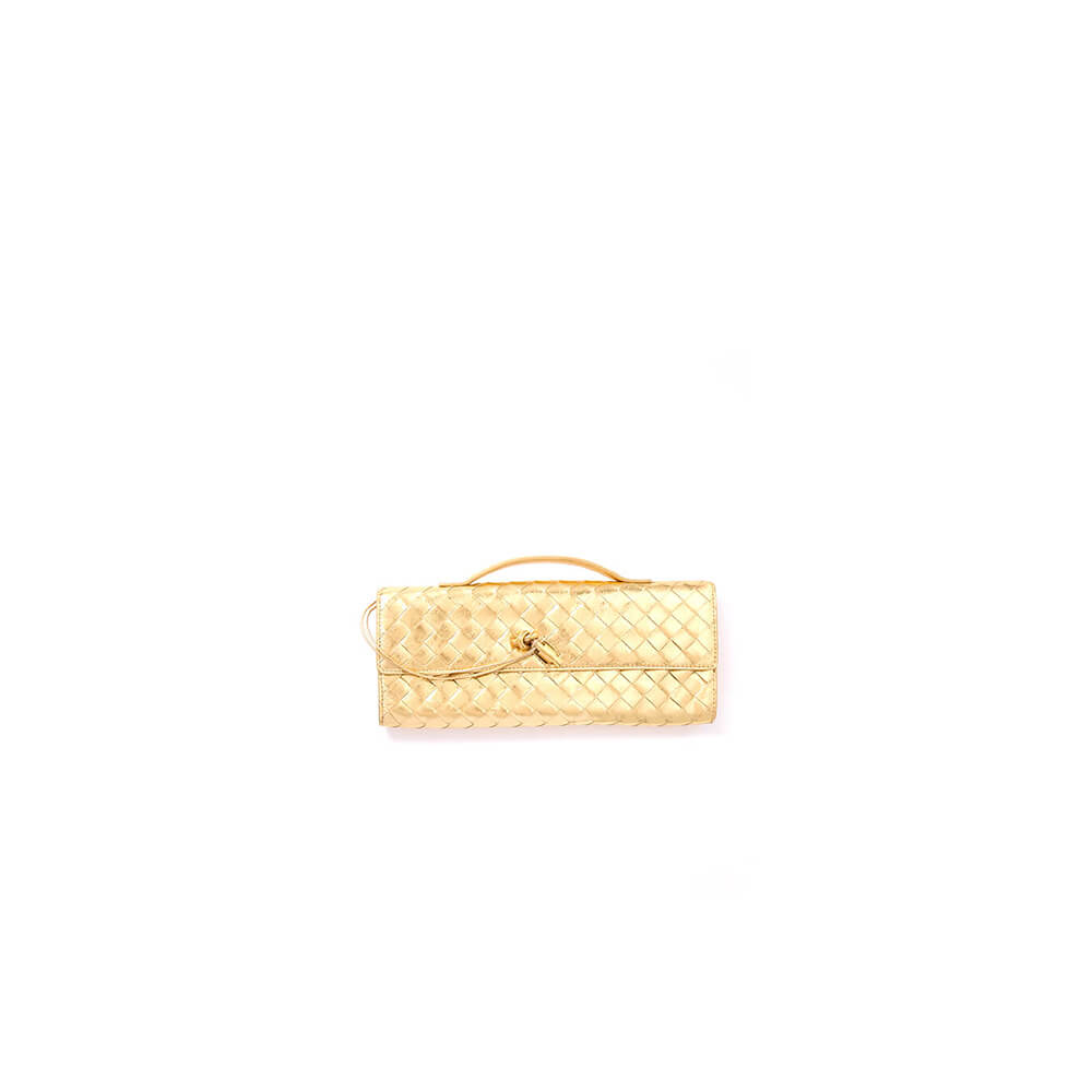 Gold Bottega Veneta Andiamo Clutch (HIGH-END GRADE)