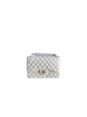 White CHANEL LARGE CLASSIC HANDBAG (High-end grade)