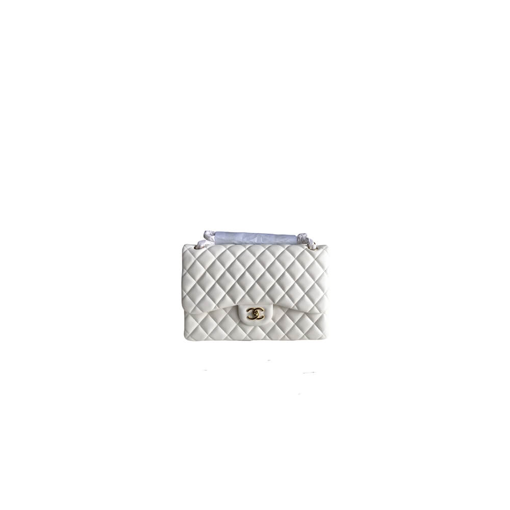 White CHANEL LARGE CLASSIC HANDBAG (High-end grade)
