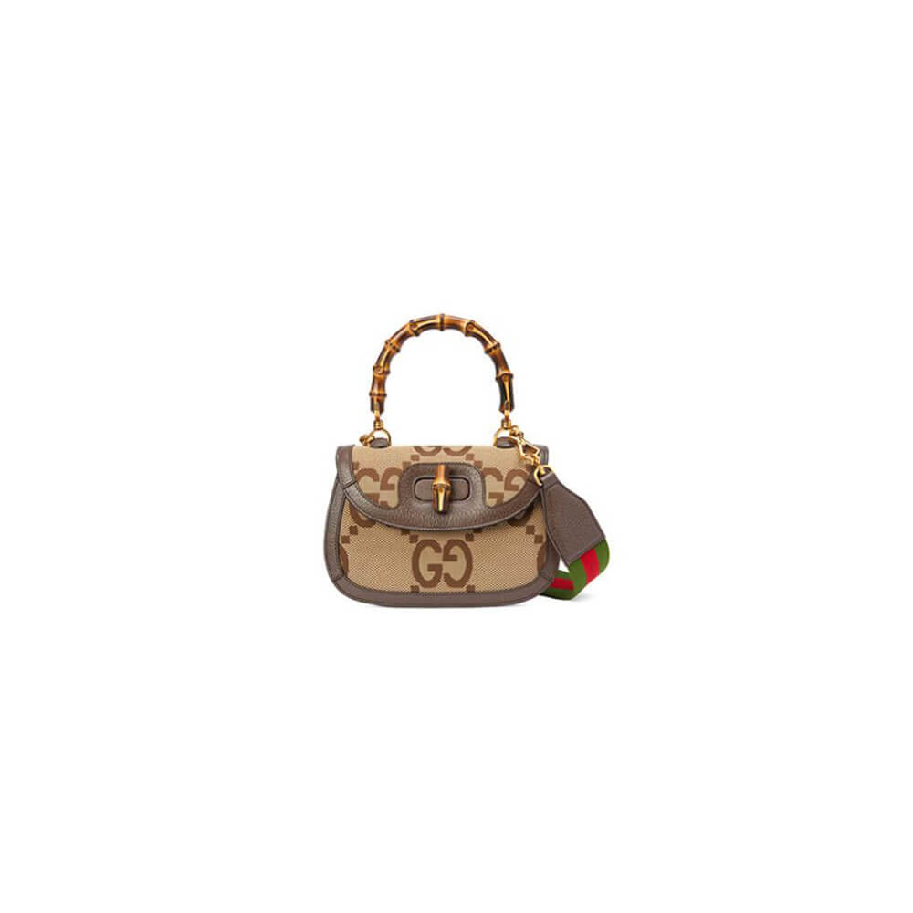 GUCCI BAMBOO 1947 JUMBO GG SMALL TOP HANDLE BAG