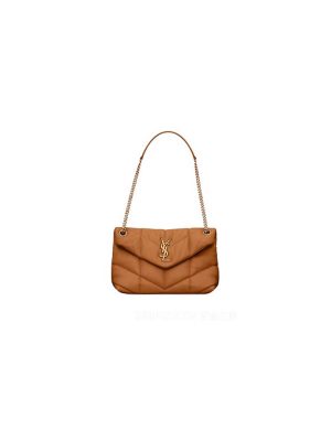 Caramel YSL PUFFER SMALL in Nappa leather