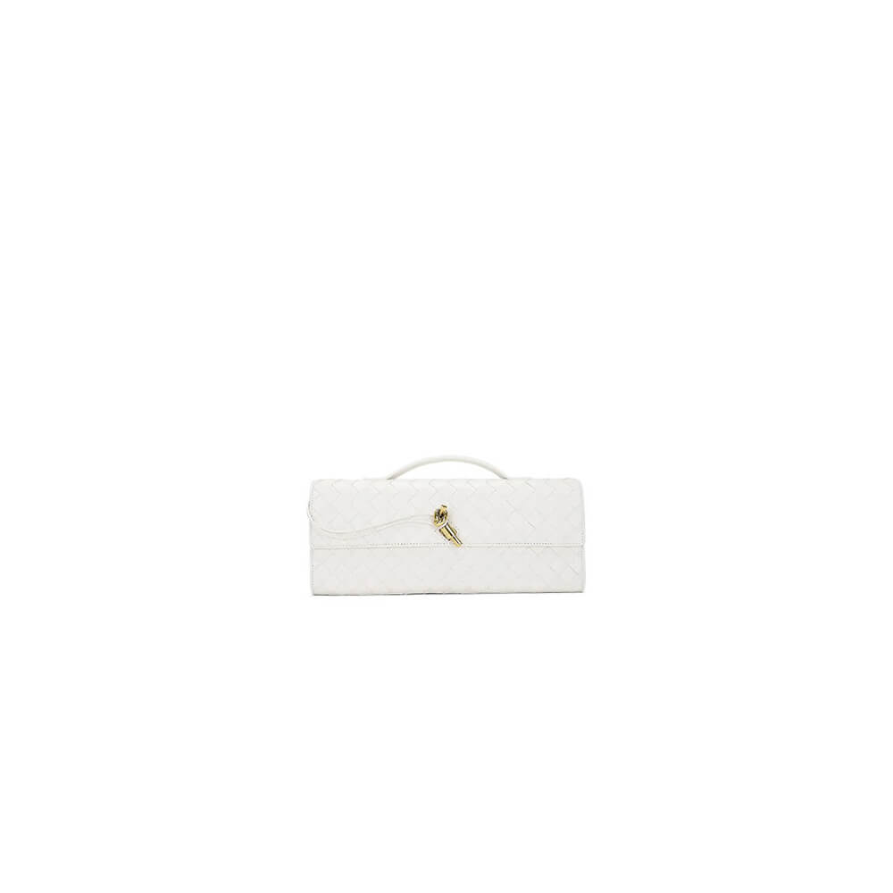 White Bottega Veneta Andiamo Clutch (HIGH-END GRADE)