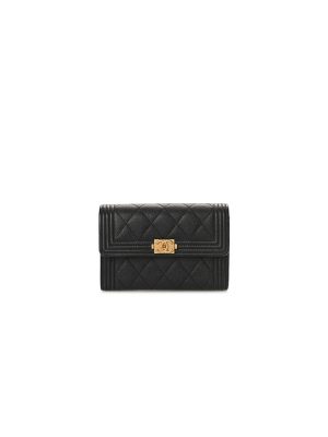 Black Chanel boy long wallet