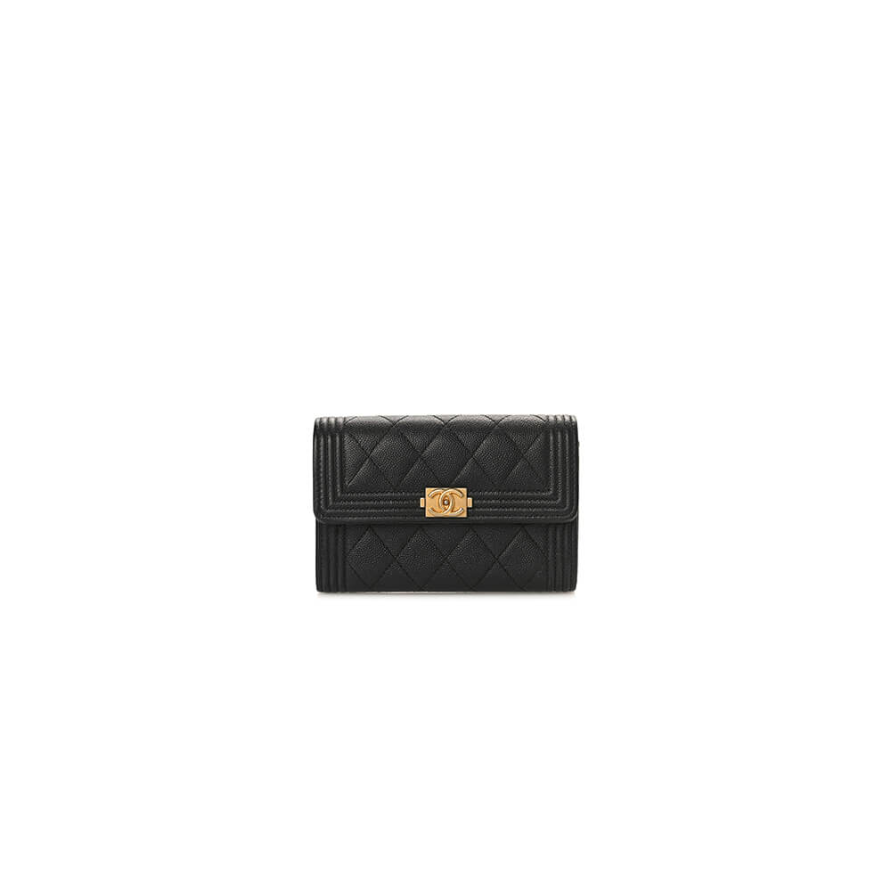 Black Chanel boy long wallet