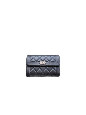 Black Chanel boy long wallet