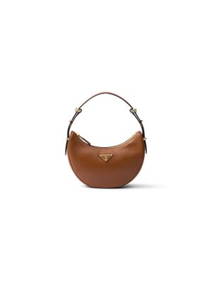 Cognac Prada Arque small leather shoulder bag