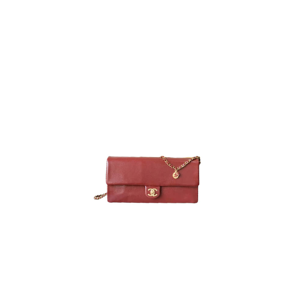 Burgundy CHANEL Long Flap Bag (high-end grade)