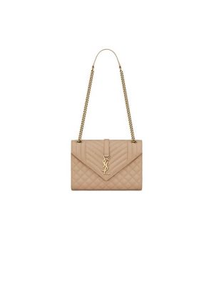 YSL ENVELOPE MEDIUM IN QUILTED GRAIN DE POUDRE EMBOSSED LEATHER