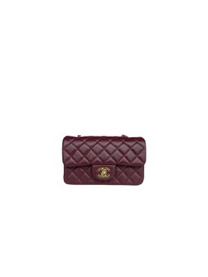 Claret Chanel Mini Flap Bag (high-end grade)