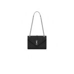 Black YSL ENVELOPE MEDIUM IN QUILTED GRAIN DE POUDRE EMBOSSED LEATHER