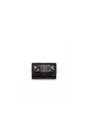 Black Chanel 19 flap card holder