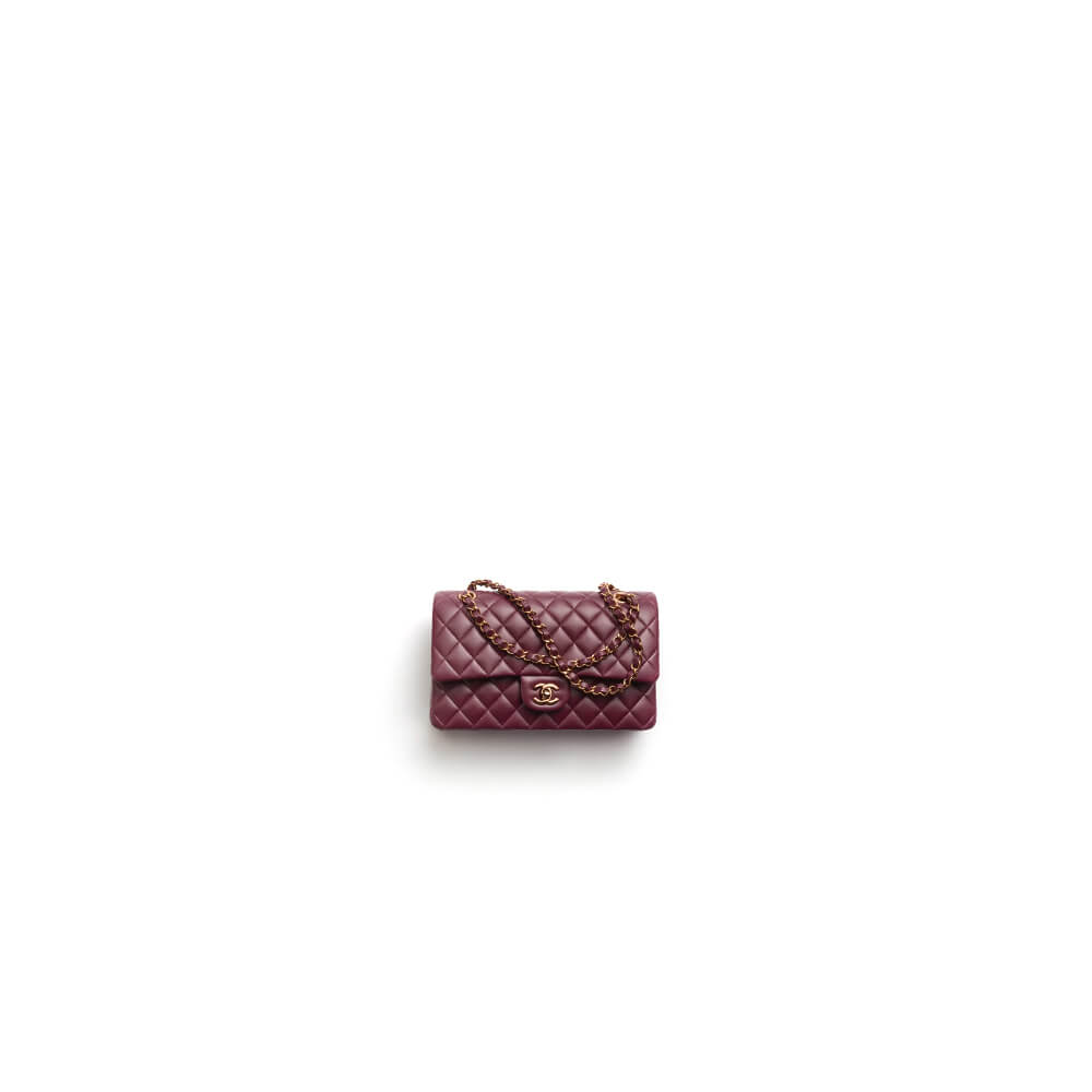 Burgundy CHANEL CLASSIC 11.12 HANDBAG (high-end grade)