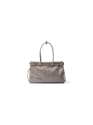 Pewter Prada Large leather handbag (high-end grade)