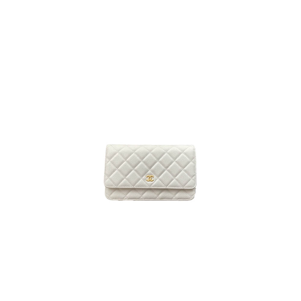 White Chanel classic chain wallet