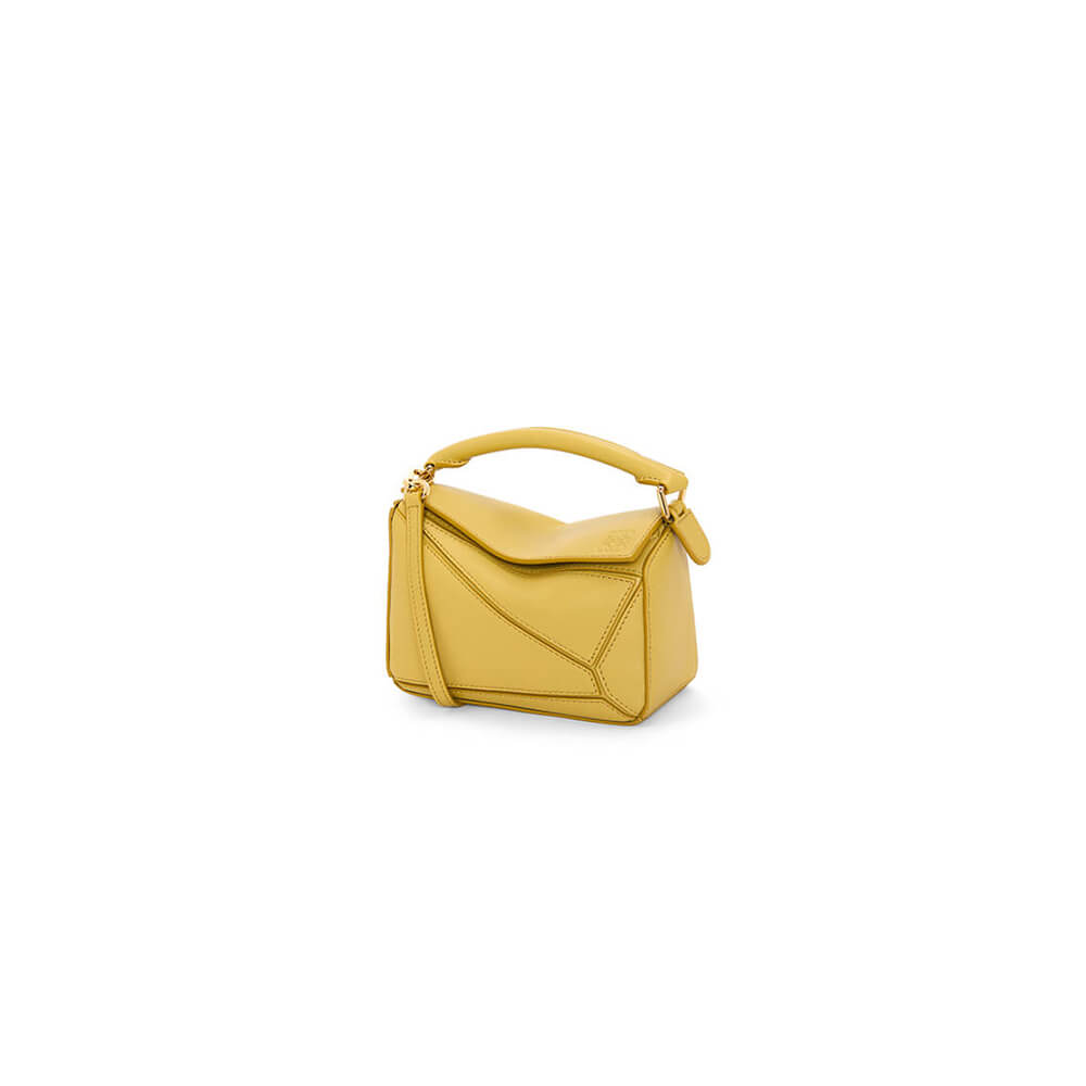 Yellow LOEWE Mini Puzzle bag in classic calfskin
