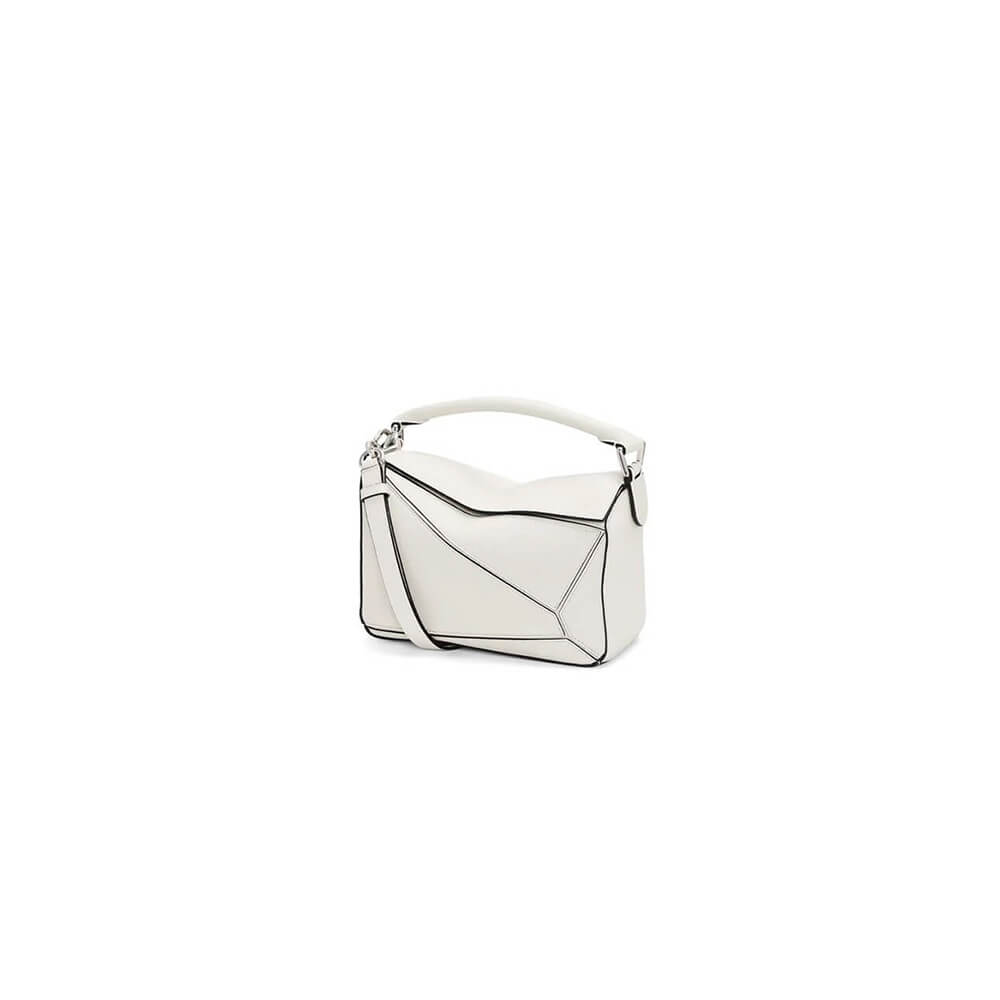 White LOEWE Mini Puzzle bag in classic calfskin