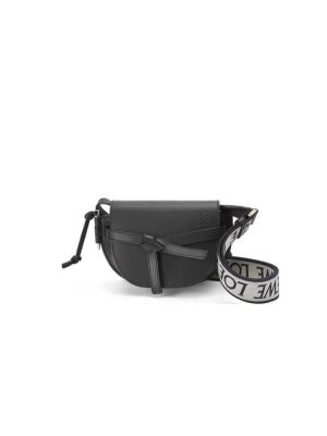 Black Loewe Small Gate bag in soft calfskin and jacquard