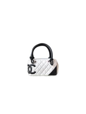 White & Black Chanel Mini Cambon Line Tote (high-end grade)