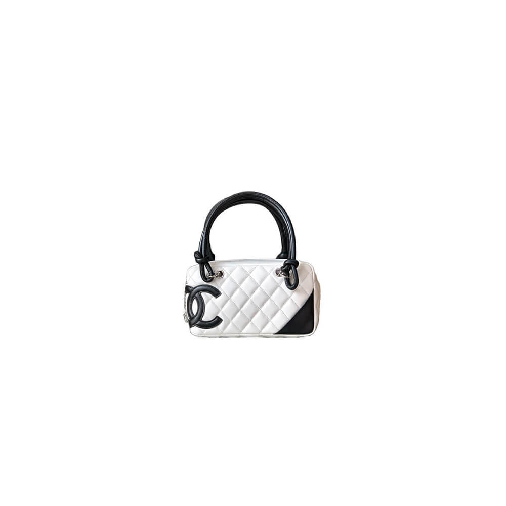 White & Black Chanel Mini Cambon Line Tote (high-end grade)