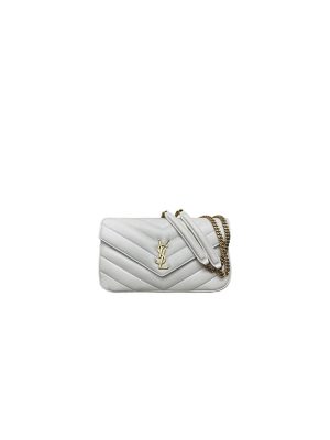 White YSL LOULOU medium in MATELASSE lambskin