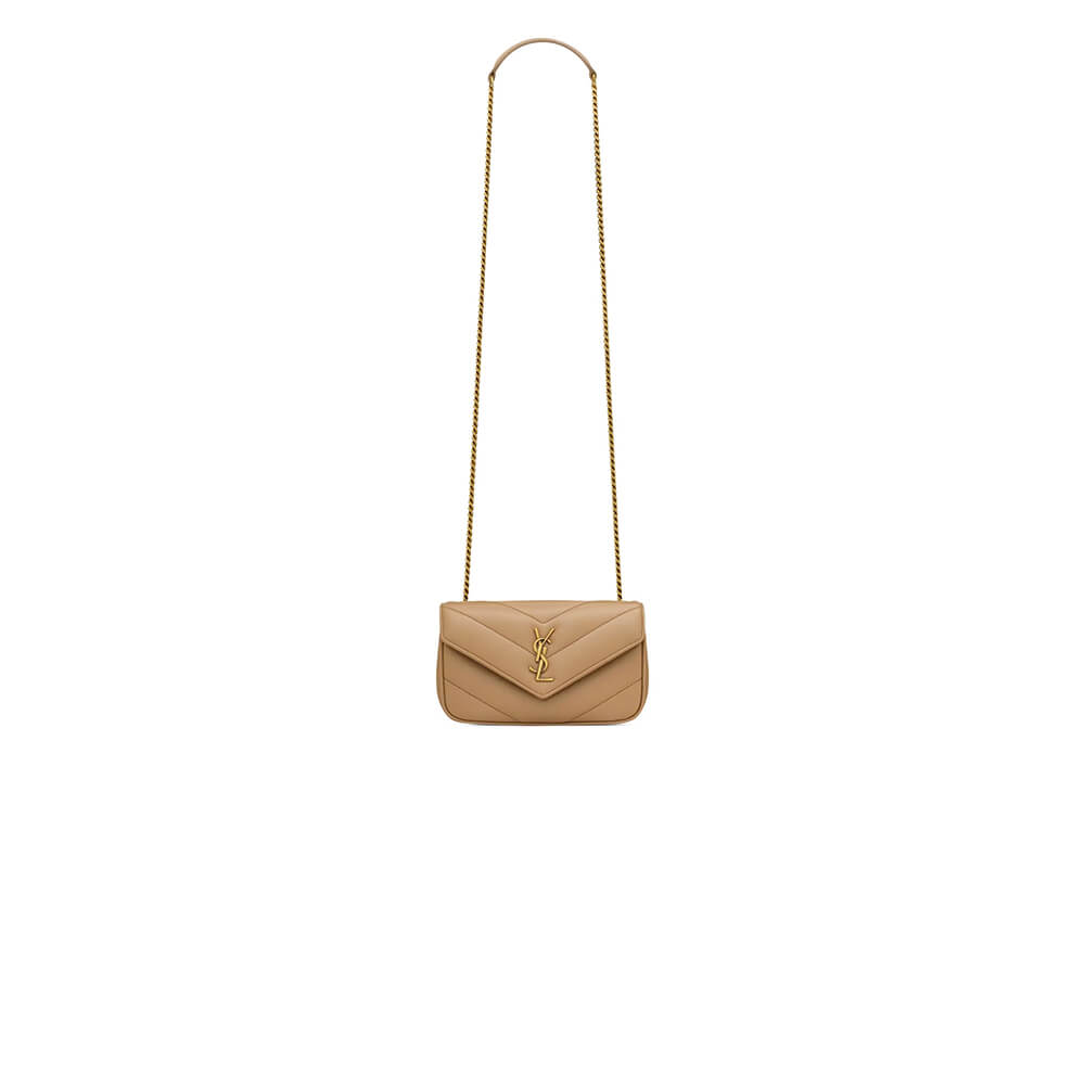 Beige YSL LOULOU MINI in lambskin