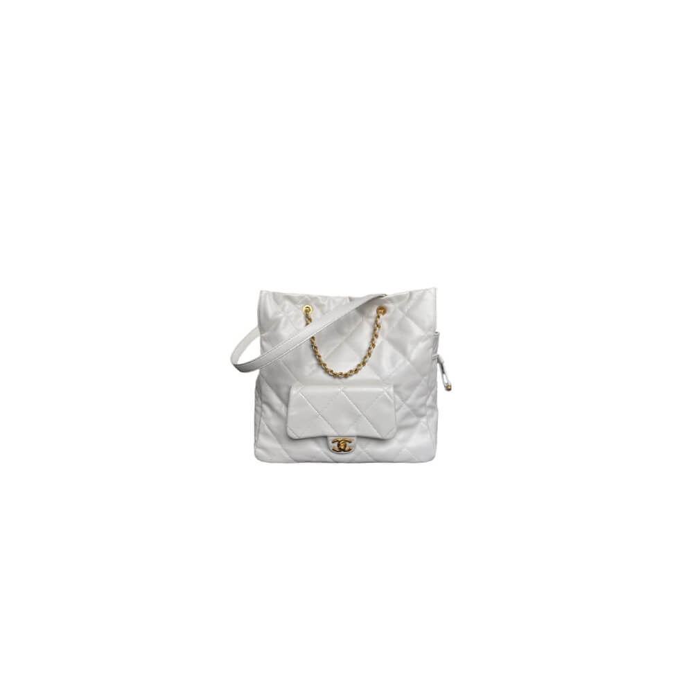 White Chanel Shopping Bag (high-end grade)