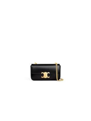 CELINE CLAUDE shiny cowhide leather chain shoulder bag