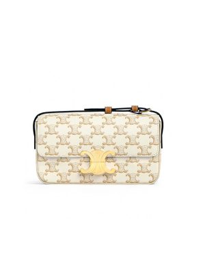 White CELINE TRIOMPHE SHOULDER BAG