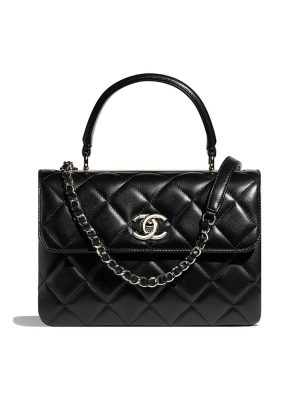 Black CHANEL FLAP BAG WITH TOP HANDLE