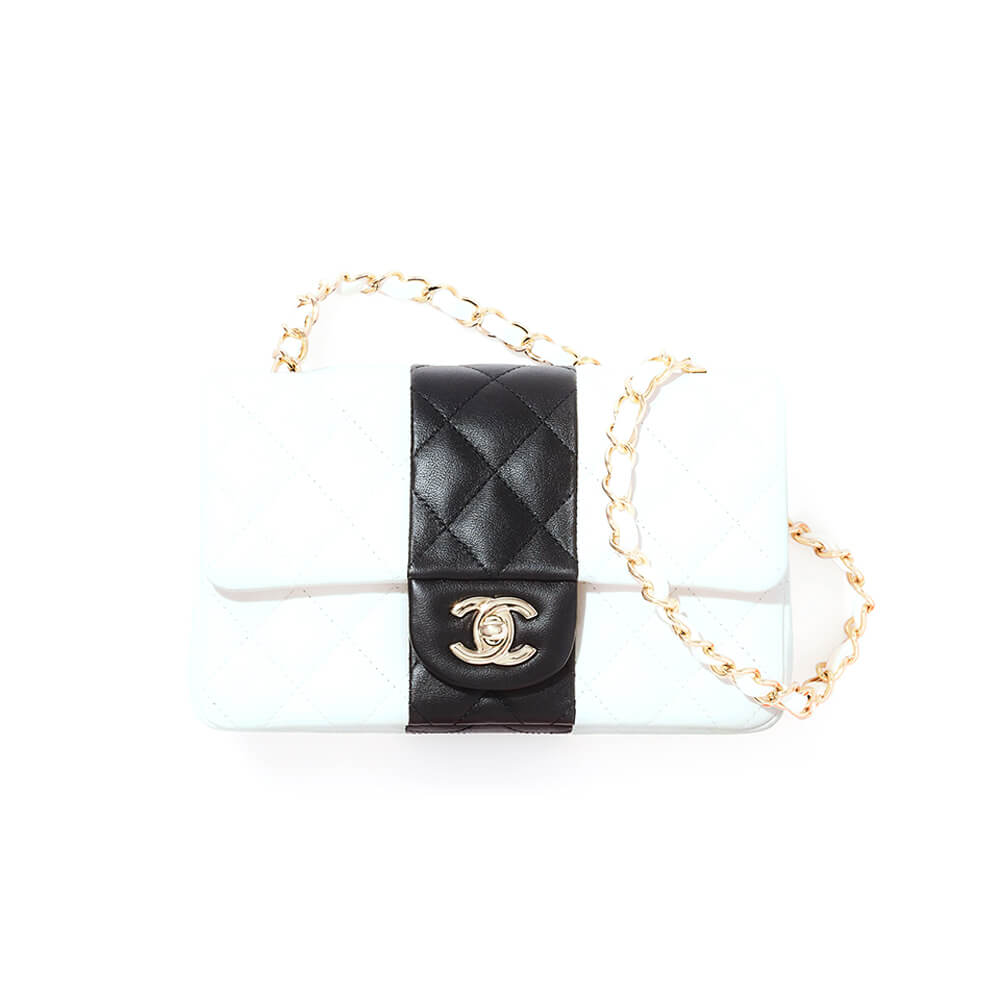White & Black CHANEL MINI FLAP BAG