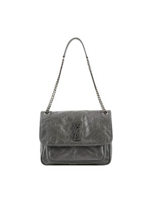 Grey SAINT LAURENT NIKI MEDIUM IN CRINKLED VINTAGE LEATHER