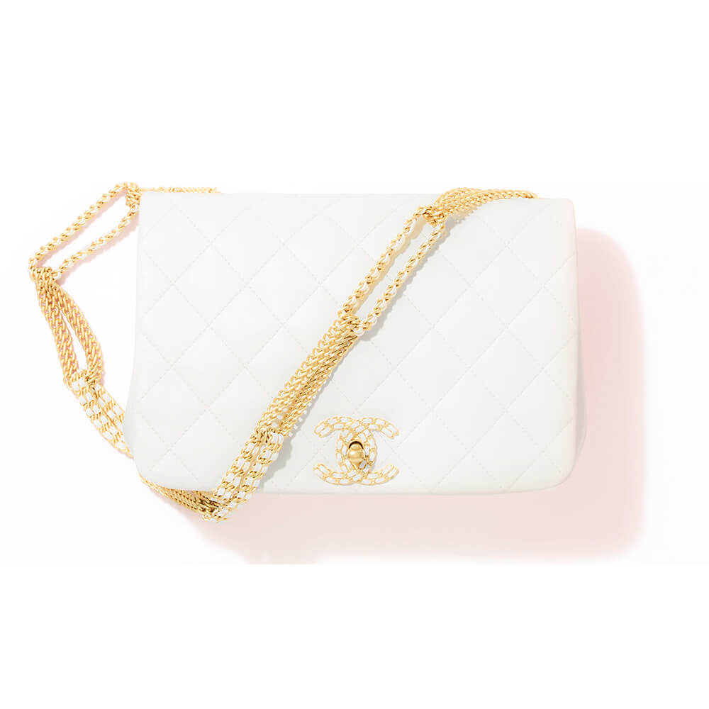 White CHANEL FLAP BAG