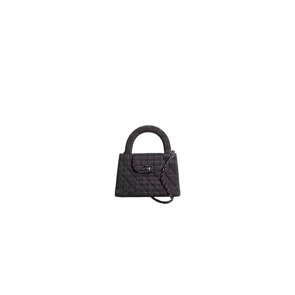 Black & Gray Chanel Mini Shopping Bag (high-end grade)