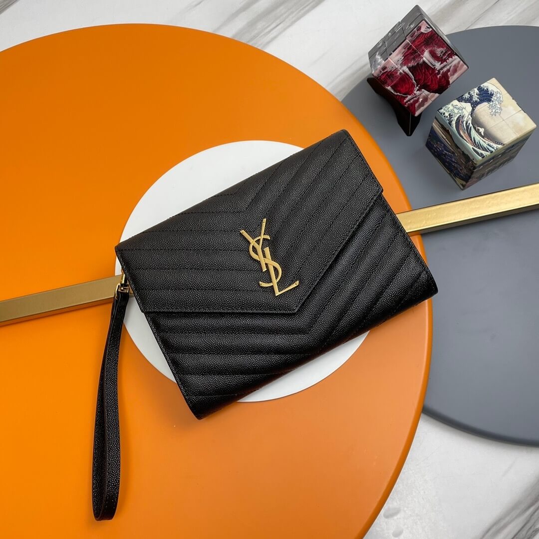 black YSL CASSANDRE matelasse leather flap clutch - Image 2