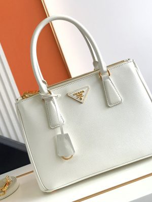 White Medium Prada Galleria Saffiano leather Bag