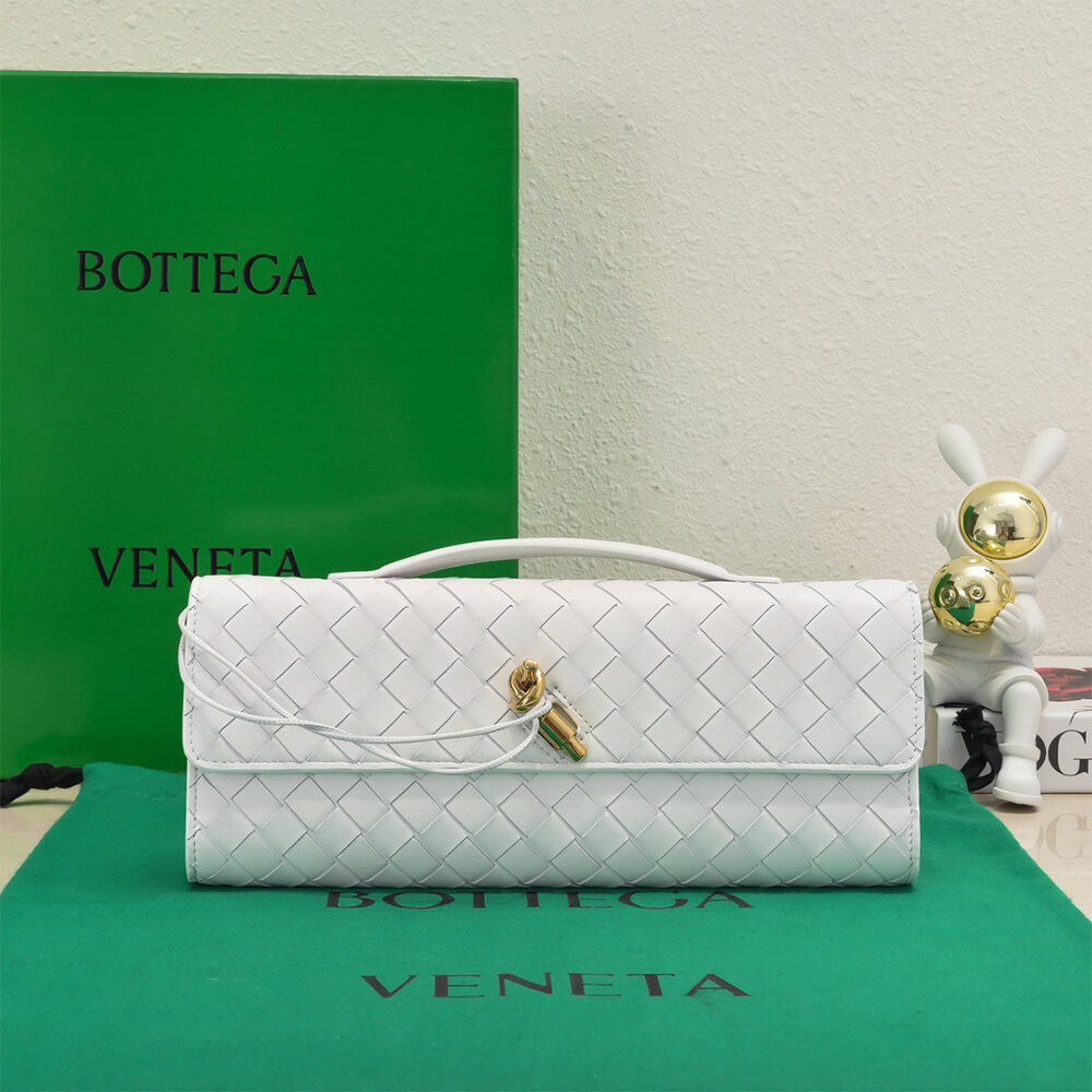White Bottega Veneta Andiamo Clutch (HIGH-END GRADE) - Image 2