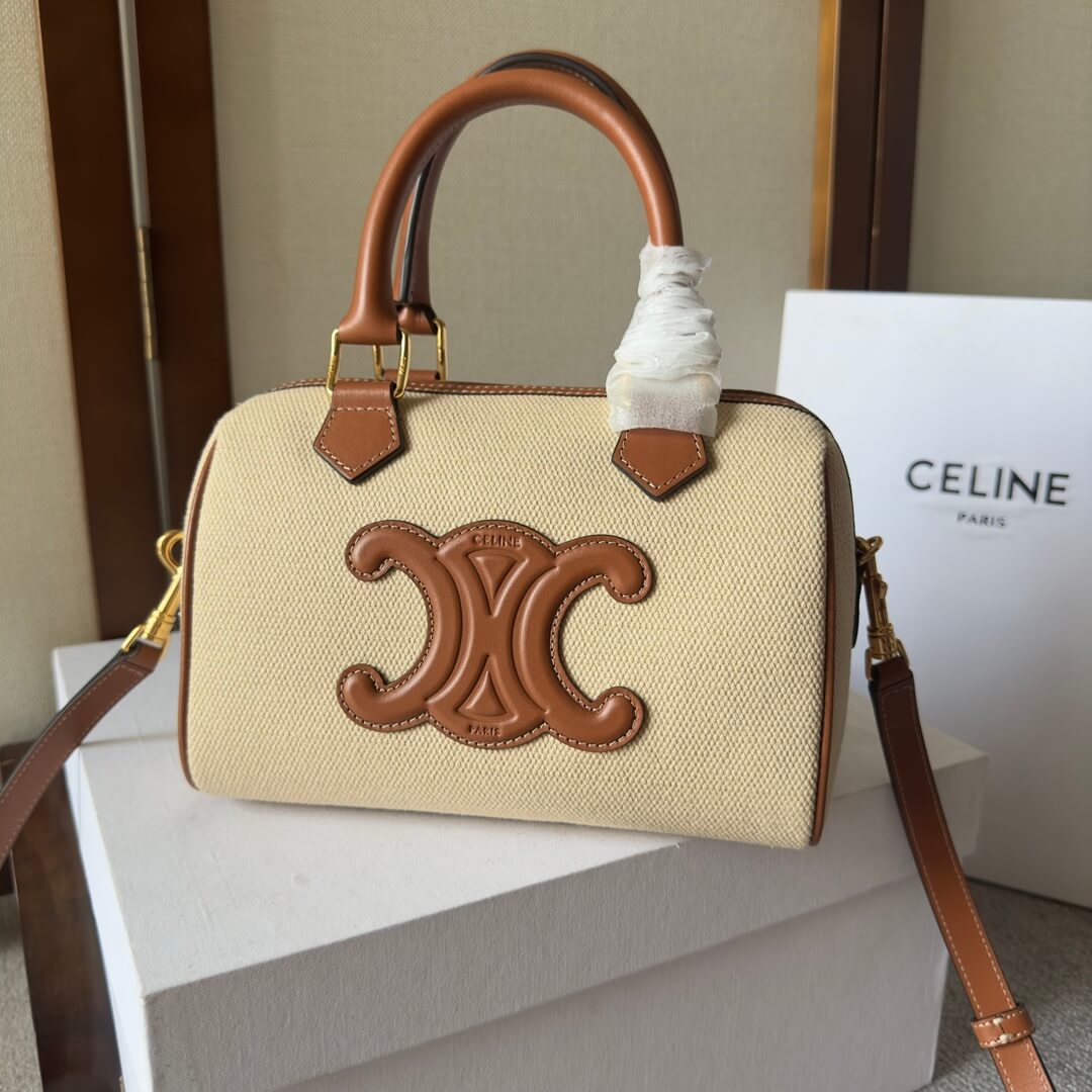 CELINE Small Boston cuir Triomphe in textile and calfskin - Image 2
