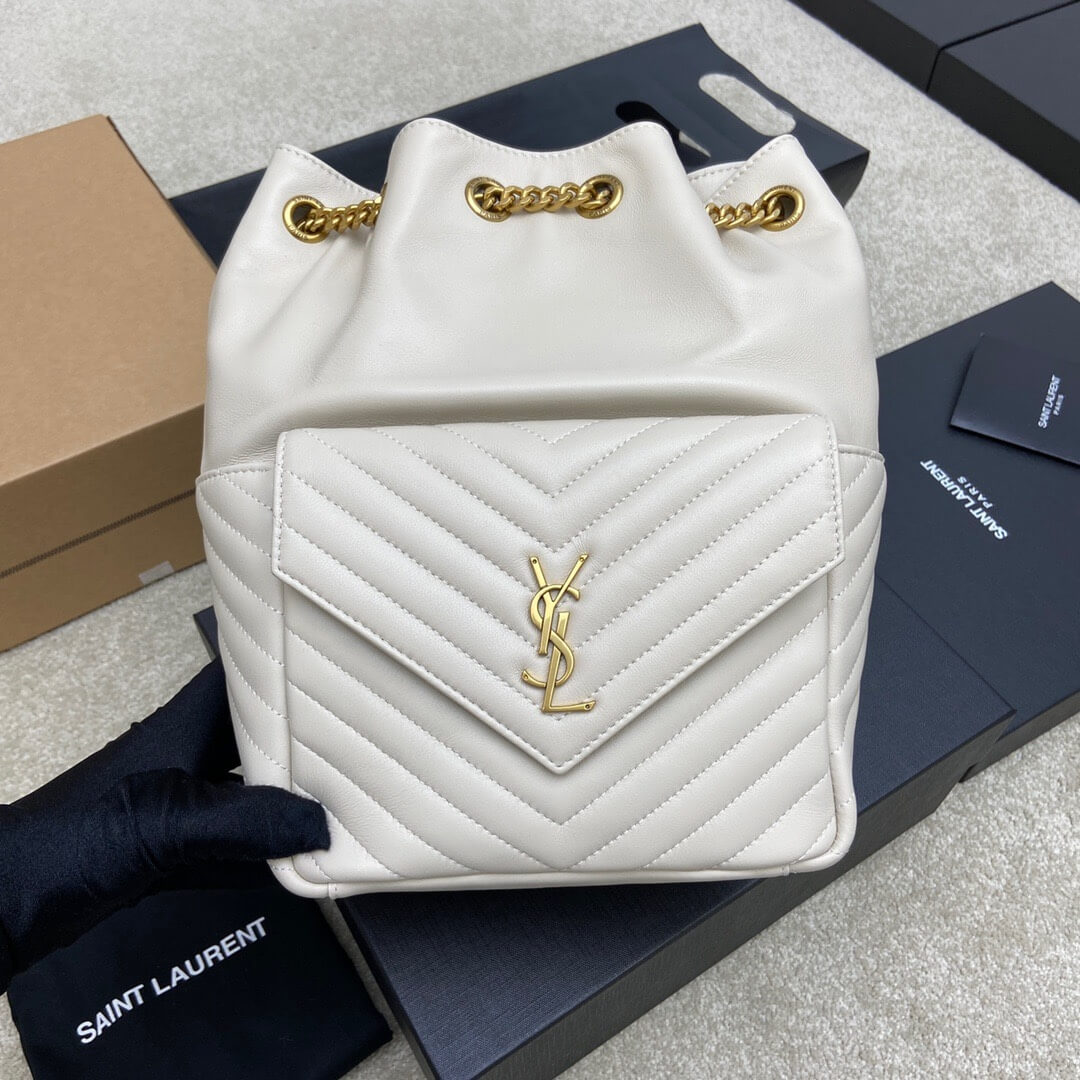 Retro White YSL Joe lambskin backpack - Image 2