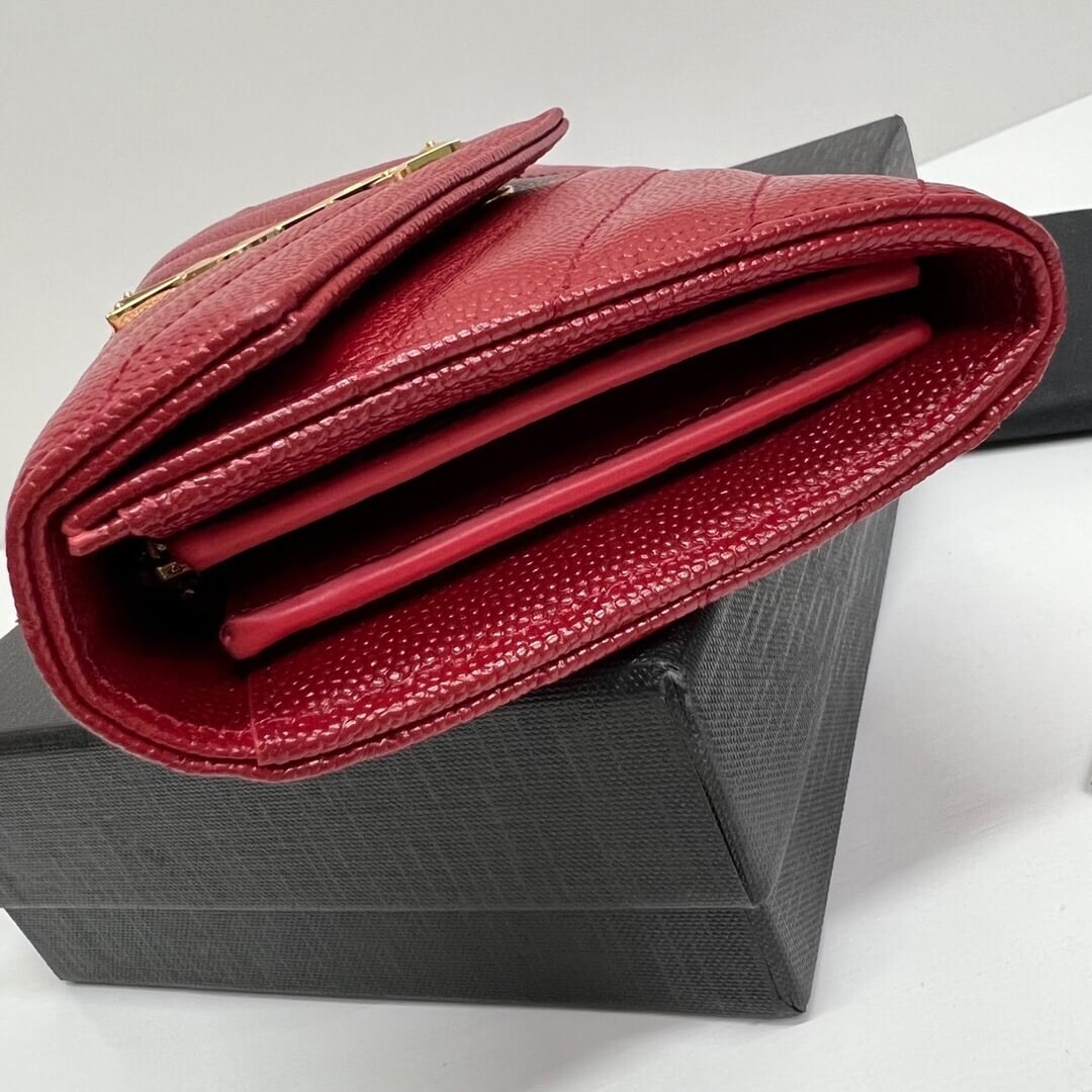 Red YSL CASSANDRE MATELASSE LARGE FLAP WALLET IN GRAIN DE POUDRE LEATHER - Image 3