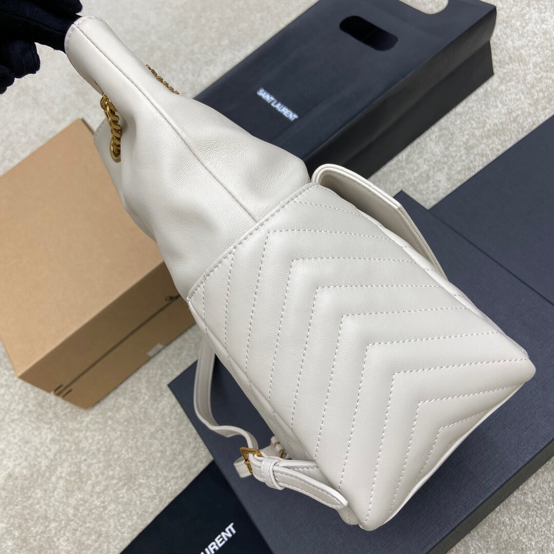 Retro White YSL Joe lambskin backpack - Image 3