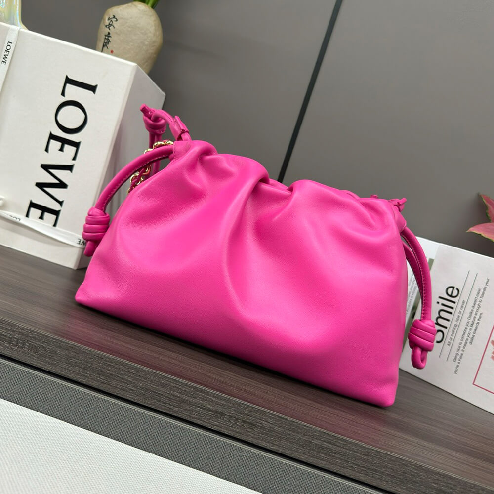 Rose Pink Loewe Medium Flamenco purse in mellow nappa lambskin - Image 4
